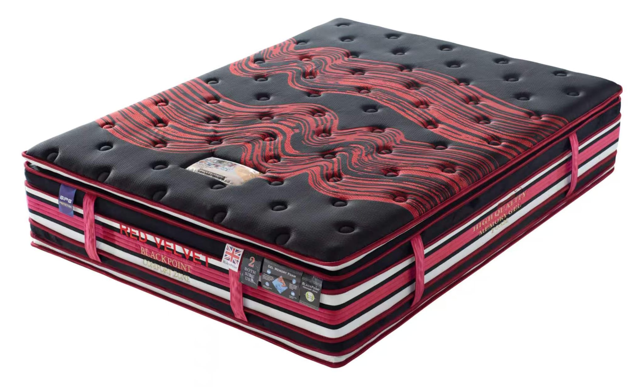 BLACKPOINT - QUEEN - RED VELVET - 2 SIDE MEMORY GEL NEW 2026 MORE PADDING & MORE SPRINGS AND MONEY POCKET RICH